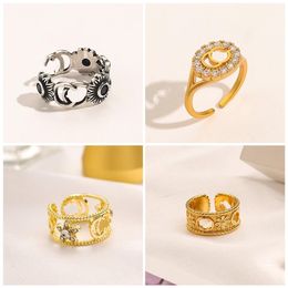 Designer Branded Jewellery Love Rings Womens 18K Gold Plated Copper Finger Adjustable Screw Ring Women letter diamond Charms Wedding203j