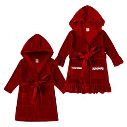 Clothing Sets Christmas Family Matching Kids Baby Gilrs Boys Red Velvet Nightrobe Hoodie Winter Children Long Sleeve Coats Night Gown Pajamas 230907