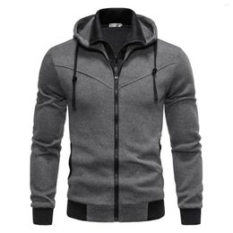 Men's Hoodies Autumn Coat Hooded Zipper Sweatshirt Solid Pocket Long Sleeve Sweater Fleece Tops Full Zip Up Jacket Male Hoody Pullover