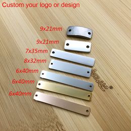 Charms MYLONGINGCHARM Free Laser Engrave 30pcs stainless steel rectangle bar connectors-custom or design- Rectangle Pendant 230907