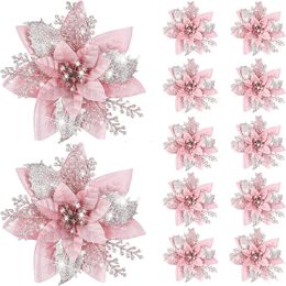 Christmas Decorations 5pcs 145cm Glitter Artifical Flowers Mreey Tree Decoration Happy Year Ornaments Xmas Fake natal 230908