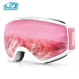 Ski Goggles Findway Adult Ski Goggles Double-layer Lens Anti Fog UV Protection OTG Design Over Helmet Compatible for Skiing Snowboarding 230901