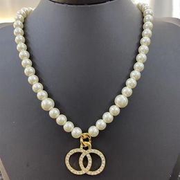 14 Style Designer Pearl Chain Diamond Pendant Necklace New Product Elegant Pearl Necklaces Wild Fashion Woman Necklace Exquisite J230w