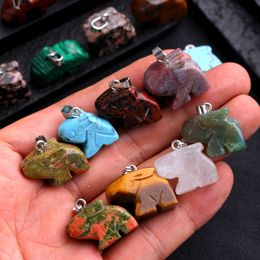 mini Natural Stone Crystal rabbit Animal Charms Tiger Eye Quartz Agates Pendants for Necklace Earrings Jewellery Making