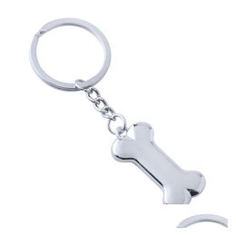 Keychains Lanyards Dog Bone Key Chain Fashion Alloy Charms Pet Pendent Tags Ring For Men Women Gift Car Keychain Drop Deliver Dhgarden Dhptv