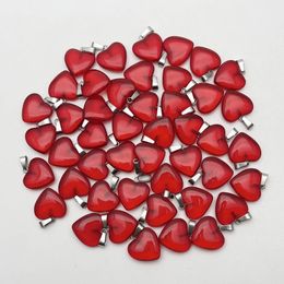 Charms fashion 20mm red glass heart pendants Necklace for jewelry making 50Pcs/lot high quality charms trendy accessories wholesale 230907