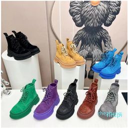 Designer Autumn Winter Tide Women Round head Platform Boots Fashion leather high-quality Ankle Boot Size 35-41