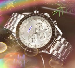 Mens Automatic Quartz Movement Watch Solid Fine Stainless Steel Big Dial Chronograph waterproof movement wristwatches Orologio di lusso Gifts