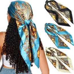 Scarves CHLINS 35 inch (approximately 88.9 cm) satin square scarf headband 3-piece set large silk headband lightweight satin hair scarf sleep hair scarfLF2030908