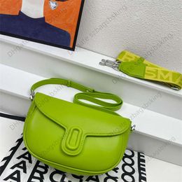 New double shoulder saddles bag French top leather clamshell vintage leather wallet Fashion versatile wide strap luxury handheld crossbody bag Female