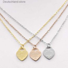 Pendant Necklaces 2020 Stainless steel heart-shaped necklace short female jewelry 18k gold titanium peach heart pendant for woman Q230908