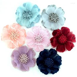 Decorative Flowers 5Pcs Artificial Head Fake Yarn Cloth Flower For Wedding Home Decoration DIY Handmade Clothing Headwear Hat Accessories