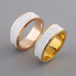 New Color Enamel V Ring Fashion Luxury Couple Wedding Ring Designer For Men & Women High Quality 316L Titanium Steel Jewelry253o