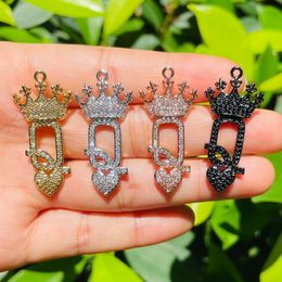 Charms 5pcs Queen of Hearts Word Charm for Women Jewelry Making Zirconia Pave Letter Pendant Bracelet Girl Necklace Accessory Handcraft 230908