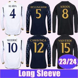 23 24 MODRIC CAMAVINGA Mens Long Sleeves Soccer Jerseys ALABA VINI JR. KROOS RODRYGO VALVERDE TCHOUAMENI Home Away 3rd Football Shirts