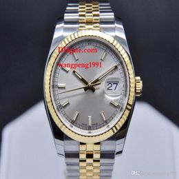 men Wristwatches 36MM 116233 18K Yellow Gold Stainless Steel bracelet Sapphire glass Silver dial Automatic men s Watch Watche289Y