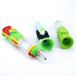 Silicone Pipe Honeybee Nectar Collector kits Octagonal Smoking Pipes Tobacco Glass Bongs Dabs Rig LL