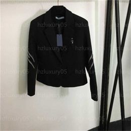 Designer Blazer Women Formal Clothes Classic Suit Jacket Long Sleeved Double Pocket Embroidered Letter Decoration Black Lady Coat Designer Jackets Womens 55