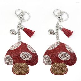 Keychains Fashion Creative Mushroom With Full Rhinestone Keyrings Key Chains Rings Holder Purse Bag For Car Lovely