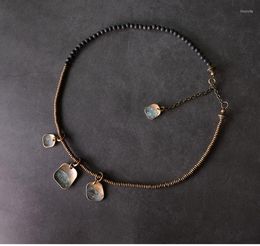 Link Bracelets Volcanic Stone Antique Copper Bracelet Male Jewelry European And American Street Leisure Women Multi-layer