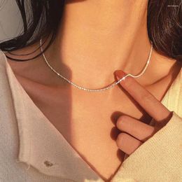 Pendant Necklaces 2023 Silver Color Sparkling Shiny Clavicle Chain Choker Necklace For Women Boho Fine Jewelry Wedding Party Gift