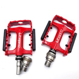 Bike Pedals For Brompton Folding Axle Bicycle Pedal 3 Palin Sealed Bearing Quick Release Steel Shaft Alloy QR 230907