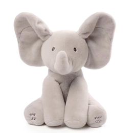 Plush Dolls Hide And Seek Elephant Baby Animal Plush Toy Ears Move Electric Music Toy Play Games Talking Singing Dolls for Toddler2687