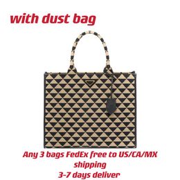 Top 7A Symbole jacquard bag fabric handbag totes Saffiano leather Large Middle Mini details Woman Onthego Tote lady Cross body bag2581