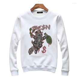 Men's Hoodies Fashion Diamonds Design Anime Sweatshirts Men Casual Winter Hoody Rhinestone Streetwear