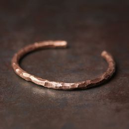 Charm Bracelets Jewelry Hammered Copper Bracelet Rustic Steampunk Retro Punk Handcuff Bangle Viking Handmade Bracelet Homme Vintage 230907