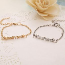 Charm Bracelets Best Friends Bracelet Fashion English Letter Friendship Gold Sier Color Girls Jewelry Drop Delivery Otn03