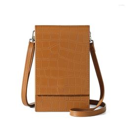 Evening Bags Stone Pattern Mini Flap Phone For Women Lady Crossbody Bag Large Capacity Retro Designer Luxury Blue Brown Messenger