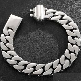 Bangle Polished Stainless Steel 1314Mm Mens On Hand Chain Man Bracelet Chic Style Bracelets Jewelry Accessory Engraveable 220831 Drop Dhjbs