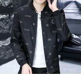 Designer Autumn New Bee Men's Fashion Casual Jacket Top Baseball Collar Full Body Printed Label Trendy Coat