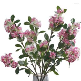 Decorative Flowers One Faux Silk Lilac Flower 4 Head Simulation Daphne Odera Plant Branch For Home Wedding Floral Decoration