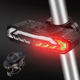 Bike Lights 2000mah Smart Bicycle Tail Light IP65 USB Turn Signals Brake Taillight Alarm Horn Anti Theft Remote Waterproof Rear 230907