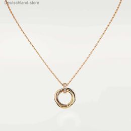 Pendant Necklaces Classic Design Cubic Zirconia Triple Trinity Necklace Women Girls 316L Titanium Steel Wedding Designer Jewellery Collares Collier Q230908