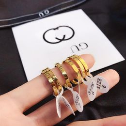 Classic Premium Wedding Ring Luxury Girls' Plain Rings Designer Brand Letter Ring 18k Gold Plated Exquisite Jewellery Accessori319H