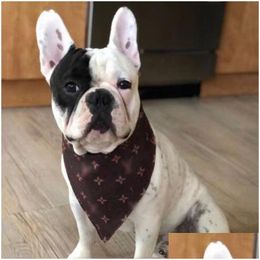 Dog Collars Leashes Designer Pets Bib Scarf Letter Print Pet Bandanas Apparel Summer Cool Dogs Bibs Supplies Ps2207 Drop Delivery Home Dh1Rc