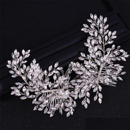 Hair Jewellery Luxury Handmade Double Combs Bridal Headbands Tiara Accessories Floral Crystal Comb Band 220831 Drop Delivery Hairjewelr Dhipl