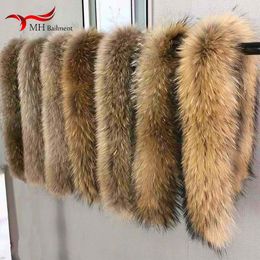 Scarves Real Raccoon Fur Collar Womens Winter Natural Fur Scarf Men Jackets Luxury Warm Scarves High Quality Detachable Fur Shawl 230907