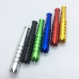 Mini Pipes Colourful Aluminium Tooth Digger Smoking Herb Tobacco Cigarette Holder Tip Portable Innovative Handpipes Pipes Catcher Taster Bat Philtre One Hitter DHL