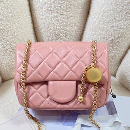 Rosa Handtasche, kleine Umhängetasche, Flap-Tasche, Damen-Designer-Taschen mit Goldkette, Umhängetaschen, echtes Leder, Markentaschen, Designer-Umhängetasche, luxuriöse Handtaschen