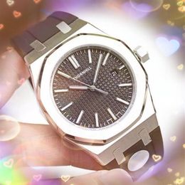 Luxury simple skeleton dial quartz watches 42mm men rubber belt stainless steel case waterproof fashion gold bracelet watch Orolog284M