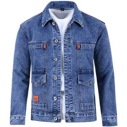 Men's Jackets Trendy Spring Coat Buttons Autumn Jacket Long Sleeves Pure Colour Autumn Denim Jacket Thermal 230907