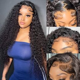 HD Transparent Lace Front Wigs Human Hair Pre Plucked 150% Density Brazilian Curly 360 Lace Frontal Wig with Baby Hair 9A Natural Hair Wigs for Black Women