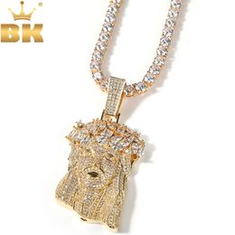 Charms THE BLING KING Big Jesus Pendant Necklace Full Iced Out Cubic Zirconia Charm Tennis Necklace Fashion Hiphop Jewelry 230908