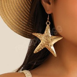 Punk Large Metal Starfish Pendant Drop Earring for Women Trendy Vacation Vintage Christmas Y2K Jewelry Gift Accessories