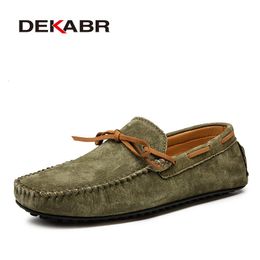 Dress Shoes DEKABR Casual Men Genuine Leather Shoes Summer Breathable Green Men's Loafers Leather Shoes Sapato Masculino Zapatos Hombre 230907