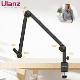 Lighting Studio Accessories Vijim LS25 Microphone Stand Extendable Metal Suspension Scissor Arm Phone Camera Fill Light Desktop Mic Clip Holder Tripod 230908